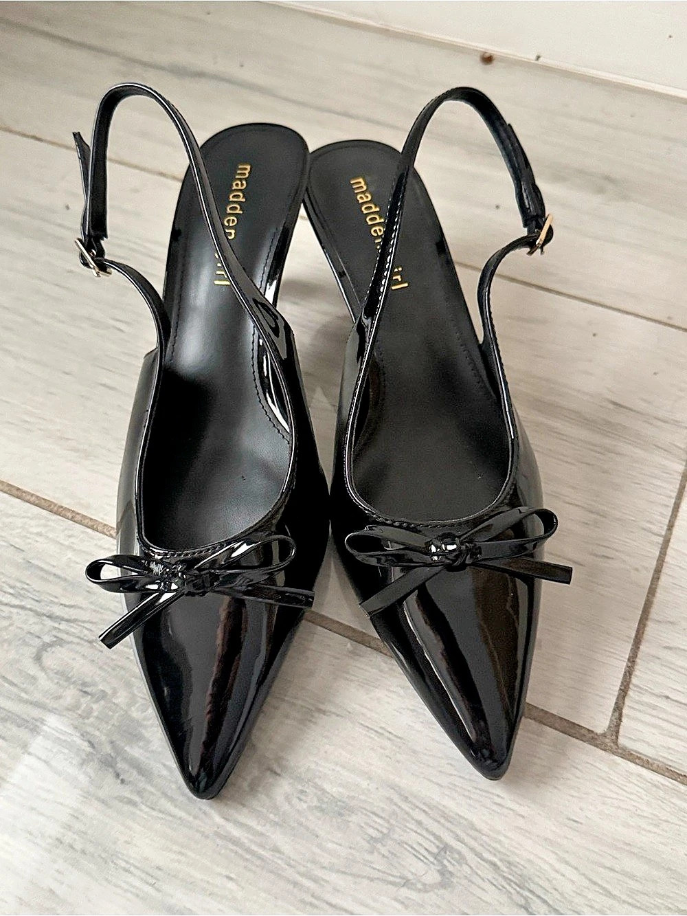 madden girl Vogue Slingback Pump Black Patent Heels US 8M
